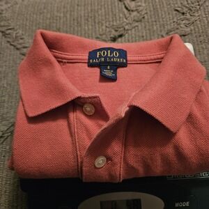 Polo Ralph‎ Lauren Boys Orange Short Sleeve Cotton Knit Polo Shirt, Size 6